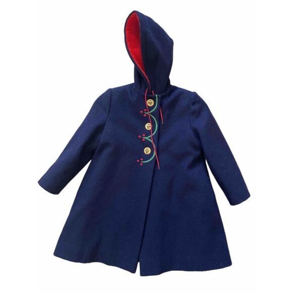 Macwil Saks Fifth Avenue Vintage Kids Wool Hooded jacket Blue Red